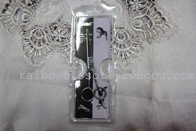 Kaibo factory all steel hair scissors, stainless steel scissors cutting scissors KB765 plastic suction gift box