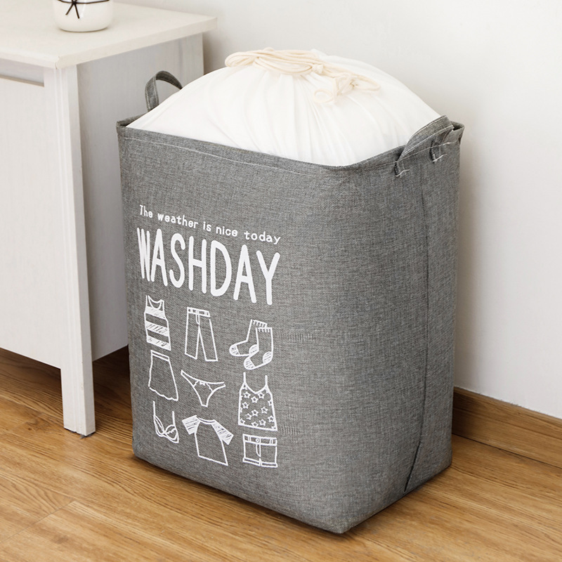 Factory Direct Sales Storage Basket Cotton and Linen Fabric Dirty Clothes Basket Children&#039;s Toys Clothing Storage Bag Oversized Drawstring Laundry Basket