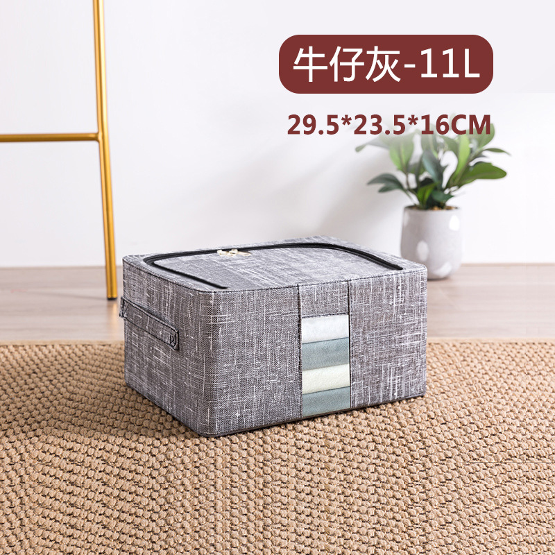 Cloth Storage Box Non-Woven Folding Wardrobe Steel Frame Storage Box Clothes Quilt Organizing Storage Box Storage Bag