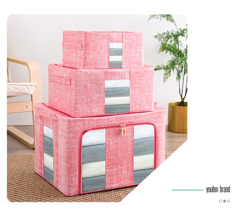 Cloth Storage Box Non-Woven Folding Wardrobe Steel Frame Storage Box Clothes Quilt Organizing Storage Box Storage Bag