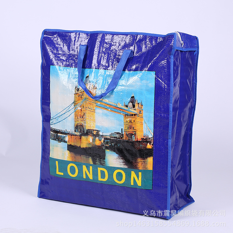 London Paris landscape woven bag animal pattern PP woven bag storage bag PP shopping bag duffel bag