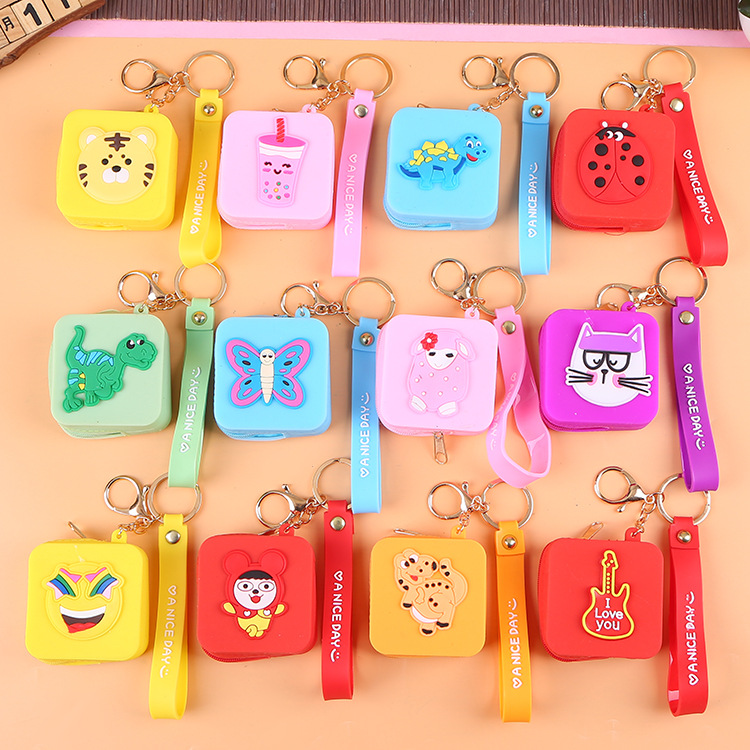 Korean Earphone Bag Coin Purse Silicone PVC Cartoon Storage Bag Lady Cute Cartoon Change Purse in Stock Wholesale