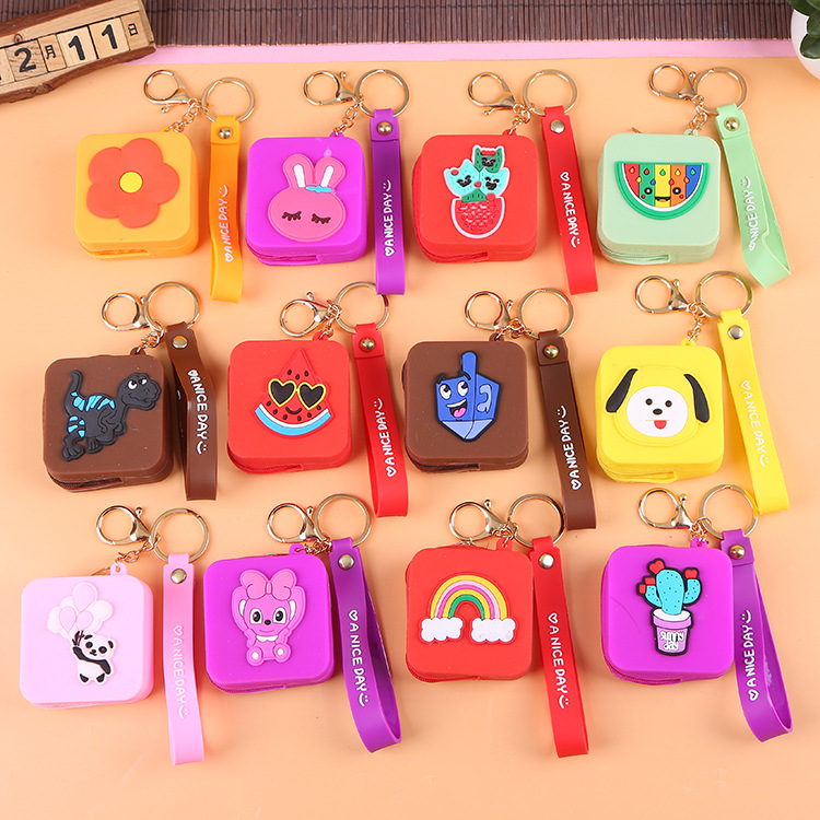 Korean Earphone Bag Coin Purse Silicone PVC Cartoon Storage Bag Lady Cute Cartoon Change Purse in Stock Wholesale