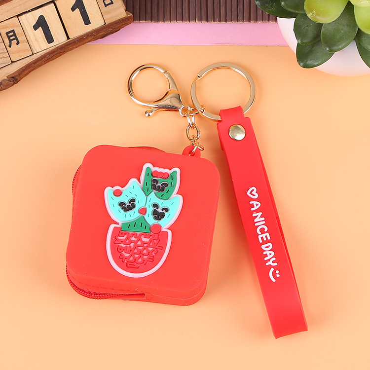 Korean Earphone Bag Coin Purse Silicone PVC Cartoon Storage Bag Lady Cute Cartoon Change Purse in Stock Wholesale