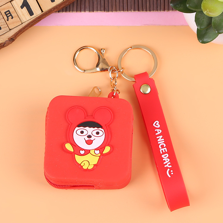 Korean Earphone Bag Coin Purse Silicone PVC Cartoon Storage Bag Lady Cute Cartoon Change Purse in Stock Wholesale