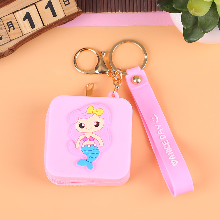 Korean Earphone Bag Coin Purse Silicone PVC Cartoon Storage Bag Lady Cute Cartoon Change Purse in Stock Wholesale