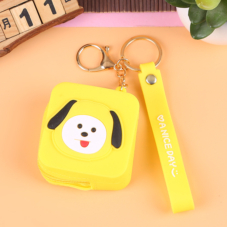 Korean Earphone Bag Coin Purse Silicone PVC Cartoon Storage Bag Lady Cute Cartoon Change Purse in Stock Wholesale