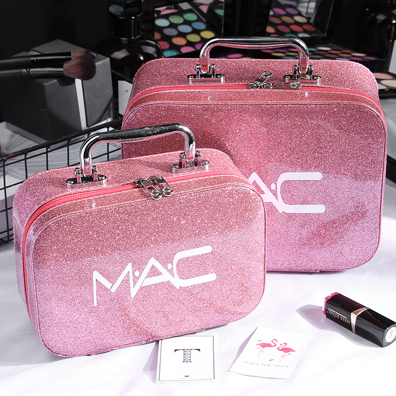 Cross-Border Korean Style Large Capacity Mac Cosmetic Bag PU Leather Portable New Portable Cosmetic Case Travel Storage Bag Customization