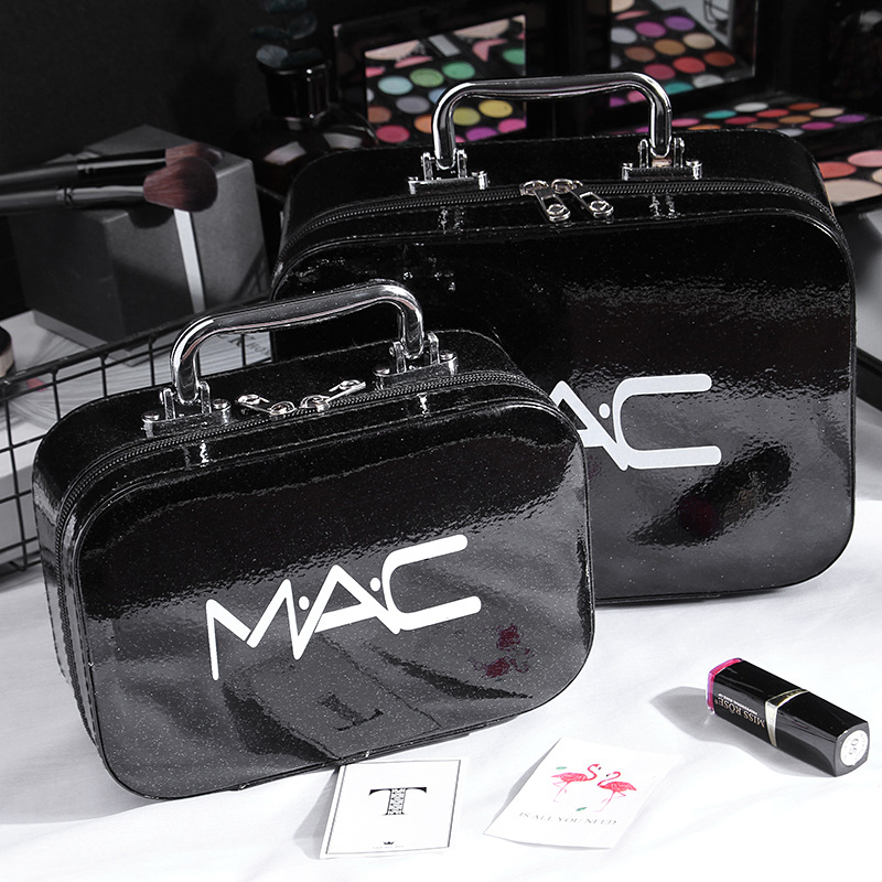 Cross-Border Korean Style Large Capacity Mac Cosmetic Bag PU Leather Portable New Portable Cosmetic Case Travel Storage Bag Customization