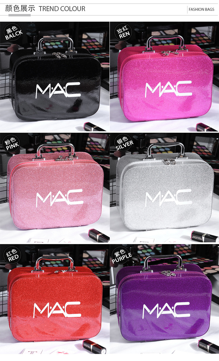 Cross-Border Korean Style Large Capacity Mac Cosmetic Bag PU Leather Portable New Portable Cosmetic Case Travel Storage Bag Customization