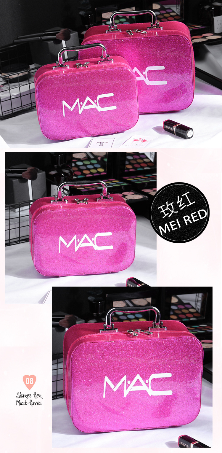 Cross-Border Korean Style Large Capacity Mac Cosmetic Bag PU Leather Portable New Portable Cosmetic Case Travel Storage Bag Customization