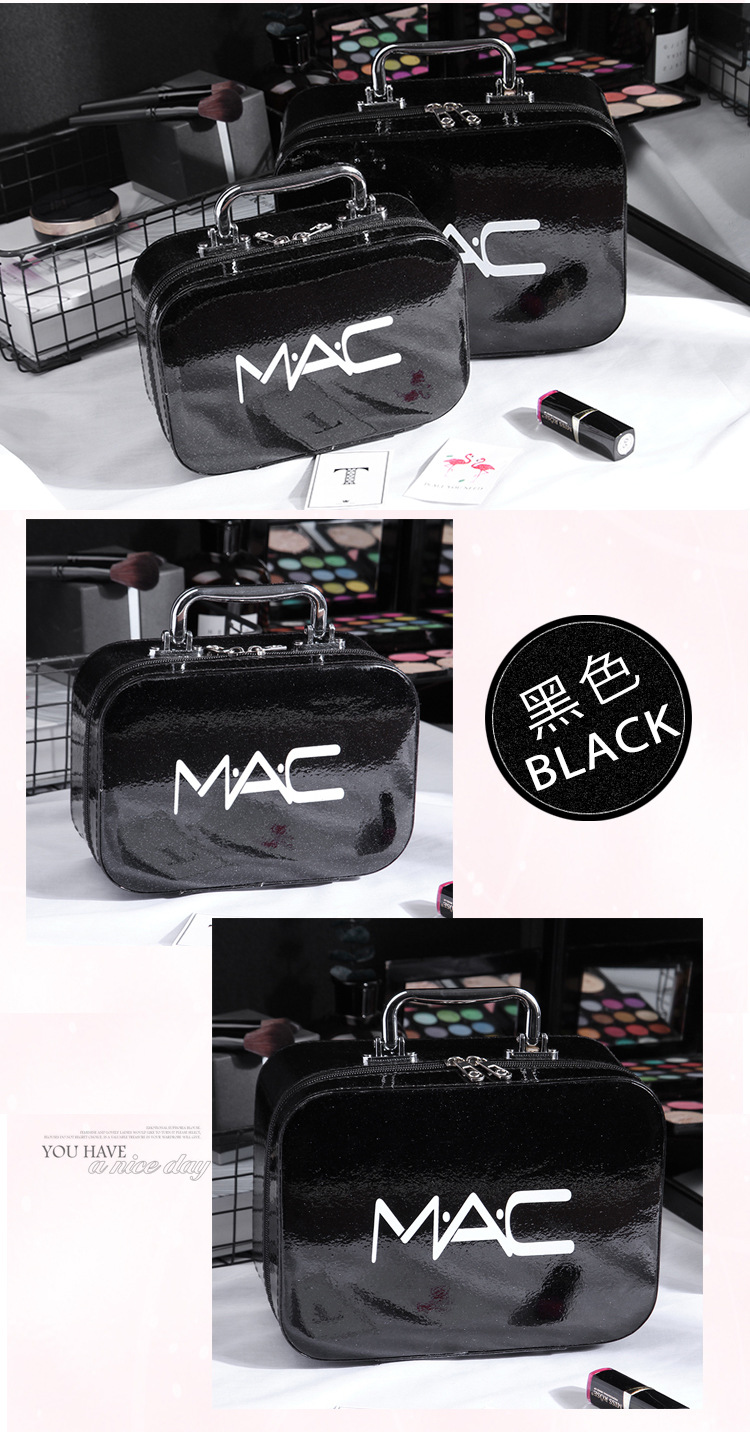 Cross-Border Korean Style Large Capacity Mac Cosmetic Bag PU Leather Portable New Portable Cosmetic Case Travel Storage Bag Customization