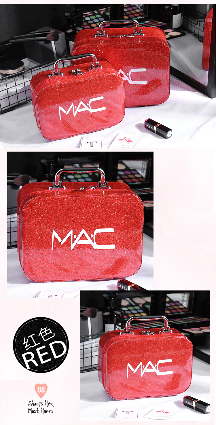 Cross-Border Korean Style Large Capacity Mac Cosmetic Bag PU Leather Portable New Portable Cosmetic Case Travel Storage Bag Customization
