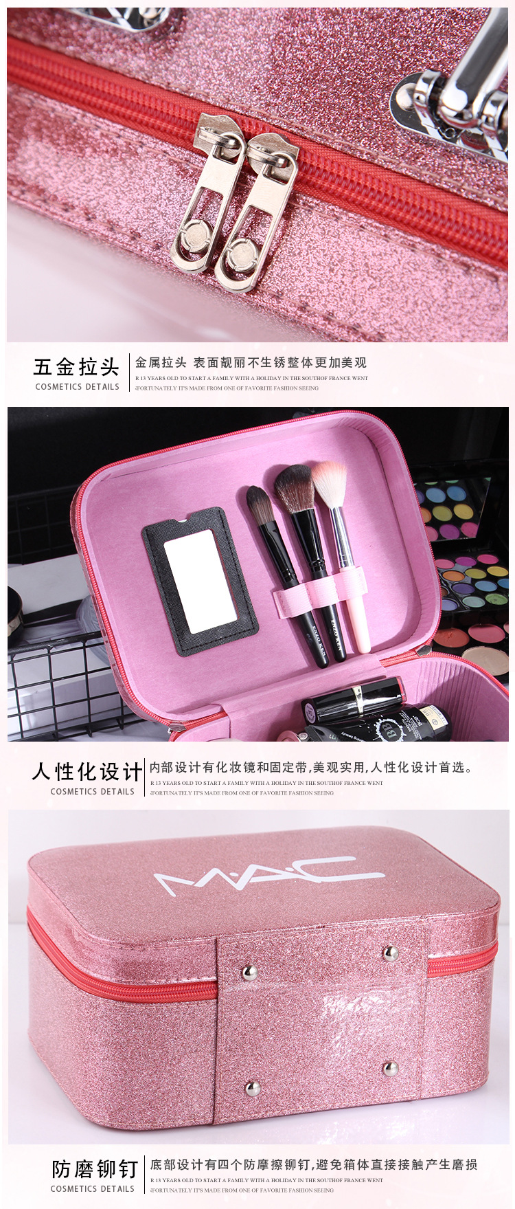 Cross-Border Korean Style Large Capacity Mac Cosmetic Bag PU Leather Portable New Portable Cosmetic Case Travel Storage Bag Customization