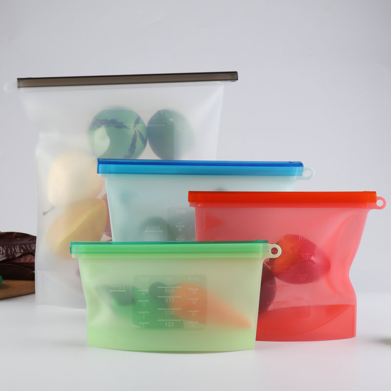 Cross-border food silicone plastic bag divided into storage bag Kitchen supplies 1000ML plastic bag 4-piece set