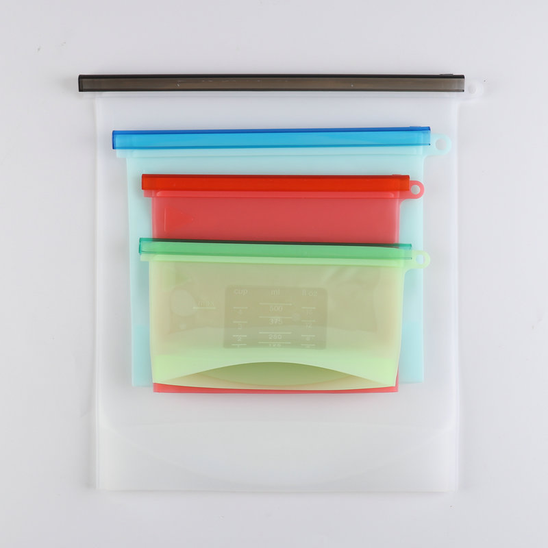 Cross-border food silicone plastic bag divided into storage bag Kitchen supplies 1000ML plastic bag 4-piece set