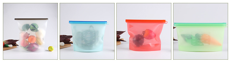 Cross-border food silicone plastic bag divided into storage bag Kitchen supplies 1000ML plastic bag 4-piece set