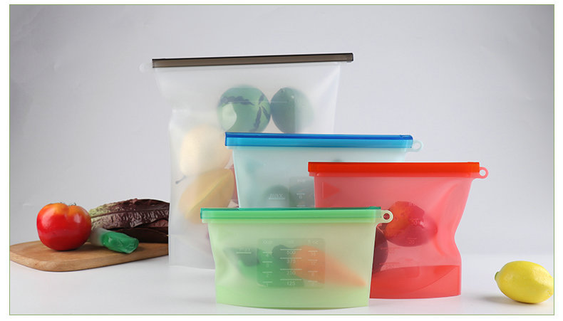 Cross-border food silicone plastic bag divided into storage bag Kitchen supplies 1000ML plastic bag 4-piece set