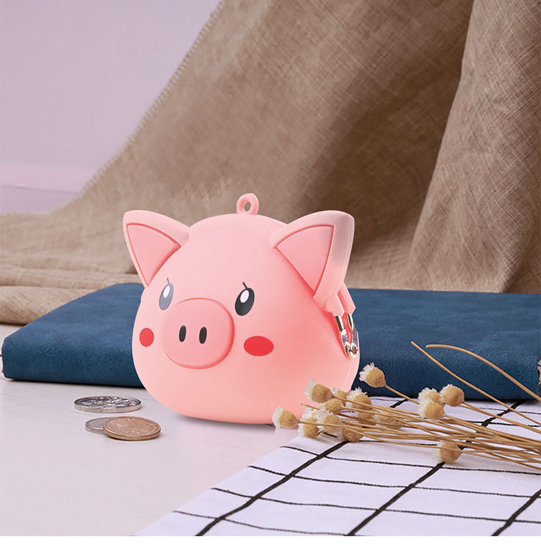 Piggy Silicone Coin Purse Three-Dimensional Student Children Cartoon Small Change Storage Bag New Silicone Coin Bag