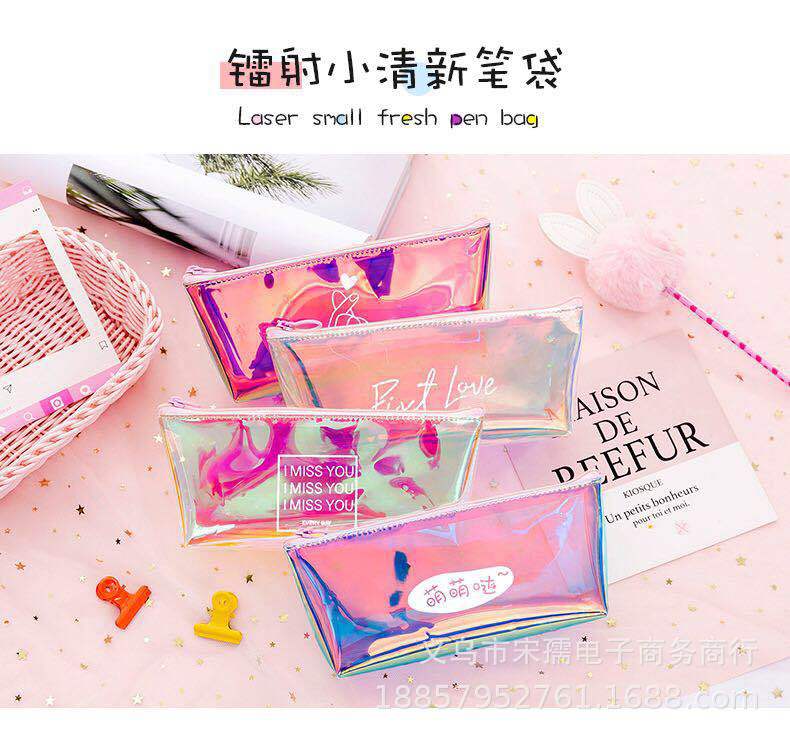 Large Pencil Case PVC Pen Bag Pencil Case Laser Reflective TPU Pencil Case Student Prize Oxford Fabric Pencil Bag Pencil Case Stationery Storage Bag