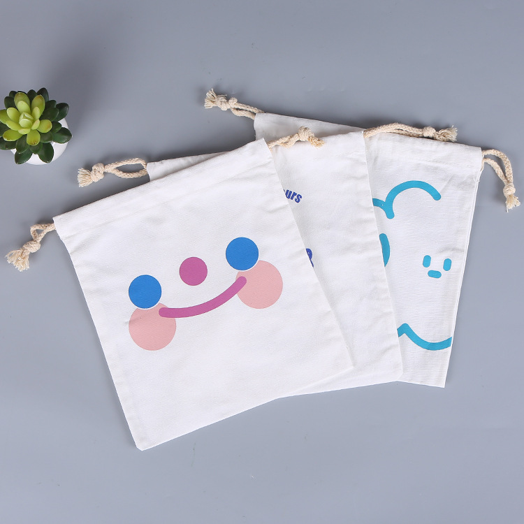 Fashion Cotton Drawstring Pocket Drawstring Drawstring Pouch Canvas Jewelry Storage Bag Printable Logo