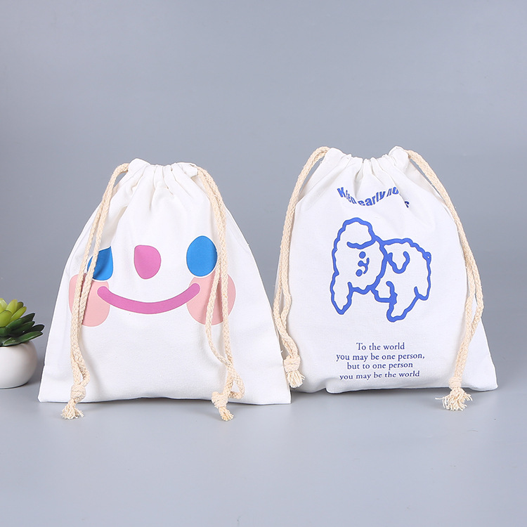 Fashion Cotton Drawstring Pocket Drawstring Drawstring Pouch Canvas Jewelry Storage Bag Printable Logo