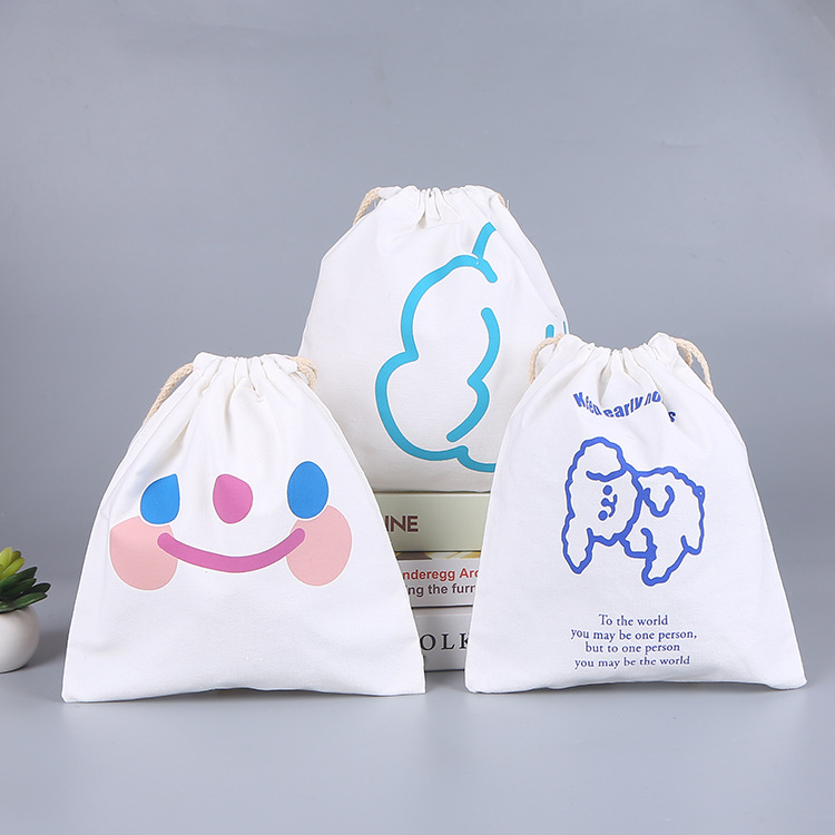 Fashion Cotton Drawstring Pocket Drawstring Drawstring Pouch Canvas Jewelry Storage Bag Printable Logo