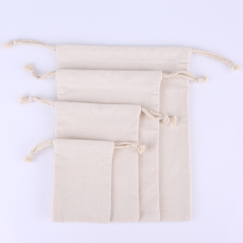 Fashion Cotton Drawstring Pocket Drawstring Drawstring Pouch Canvas Jewelry Storage Bag Printable Logo
