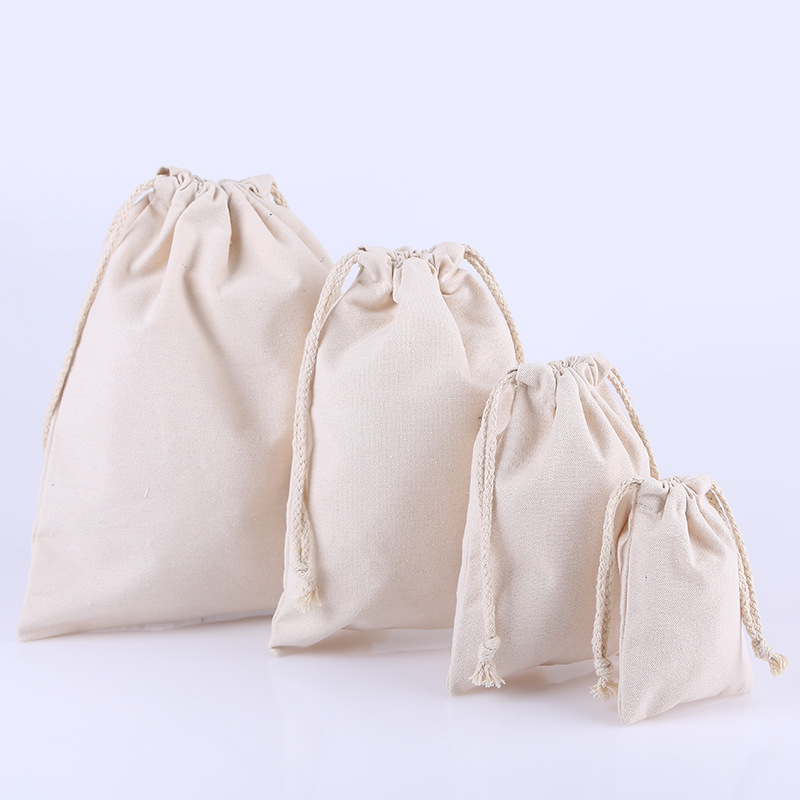 Fashion Cotton Drawstring Pocket Drawstring Drawstring Pouch Canvas Jewelry Storage Bag Printable Logo