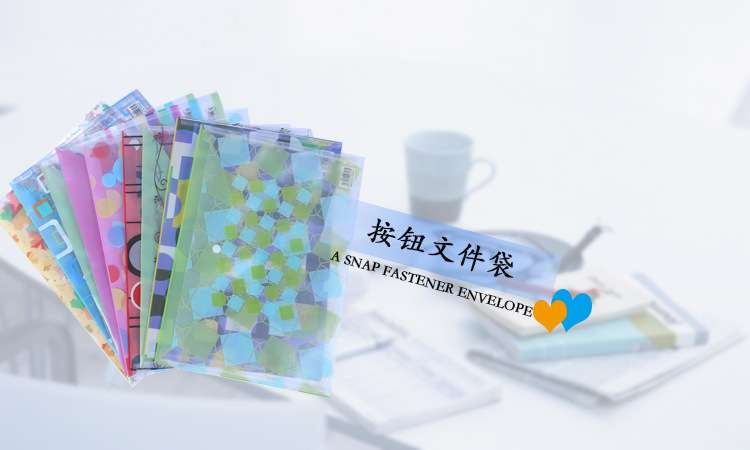 Factory Wholesale FC Geometric Flowers and Plants Transparent Snap Fastener File Bag Office Supplies Storage Bag Customizable Logo