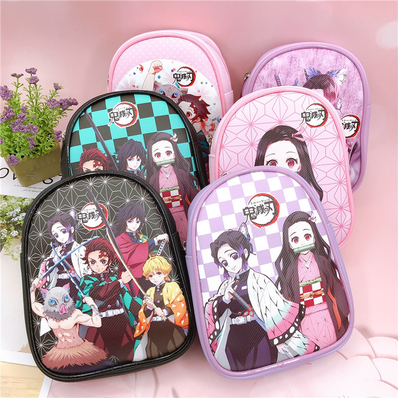 New Anime Kimetsu No Yaiba Crossbody Chest Bag Pu Children's Sport Bag Shoulder Bag Cell Phone Storage Bag 222#