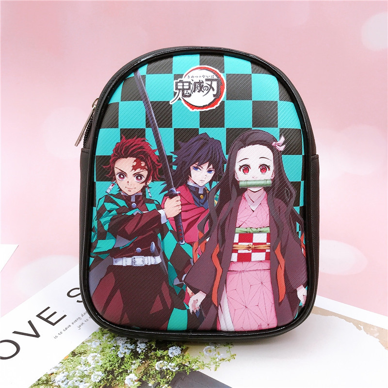New Anime Kimetsu No Yaiba Crossbody Chest Bag Pu Children's Sport Bag Shoulder Bag Cell Phone Storage Bag 222#