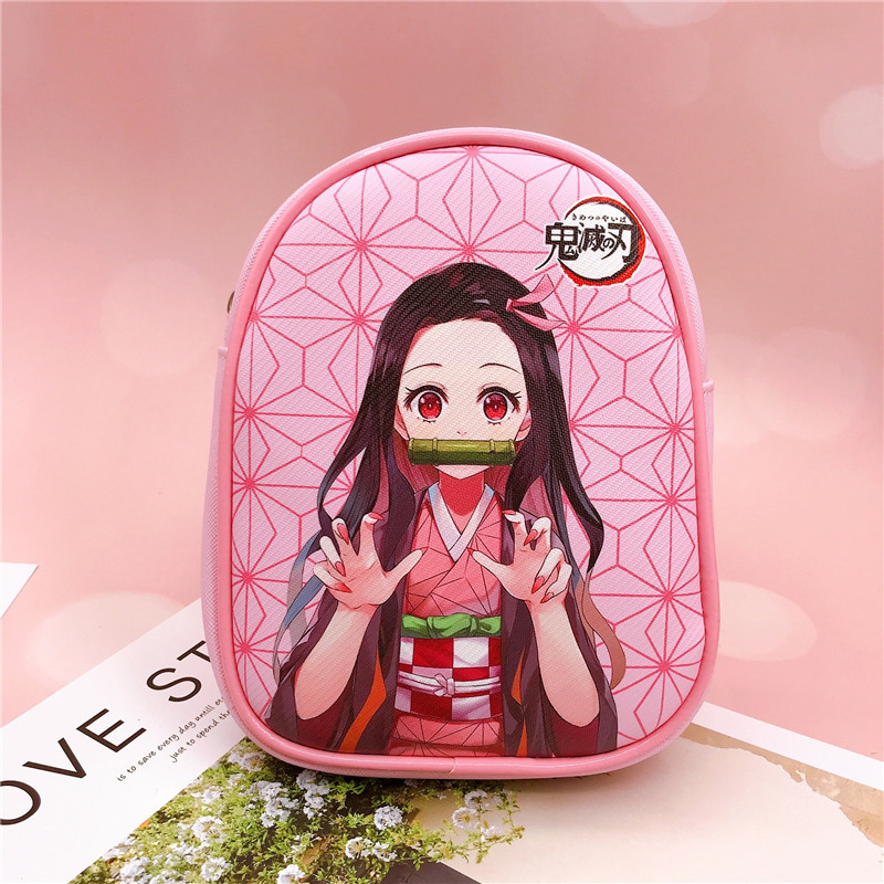 New Anime Kimetsu No Yaiba Crossbody Chest Bag Pu Children's Sport Bag Shoulder Bag Cell Phone Storage Bag 222#