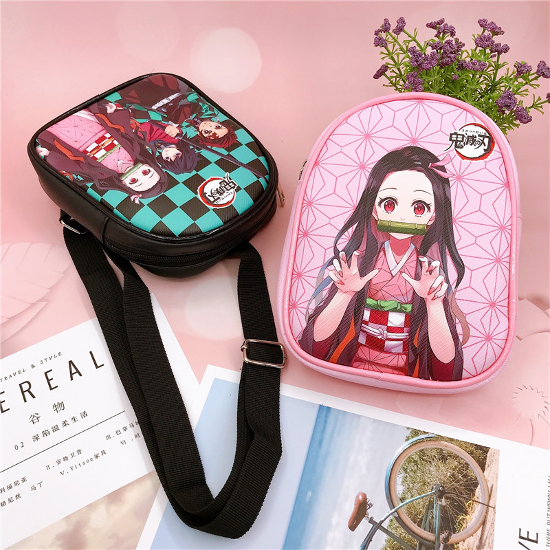 New Anime Kimetsu No Yaiba Crossbody Chest Bag Pu Children's Sport Bag Shoulder Bag Cell Phone Storage Bag 222#