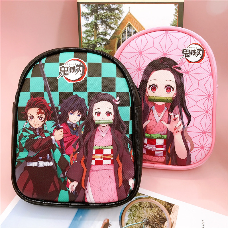 New Anime Kimetsu No Yaiba Crossbody Chest Bag Pu Children's Sport Bag Shoulder Bag Cell Phone Storage Bag 222#