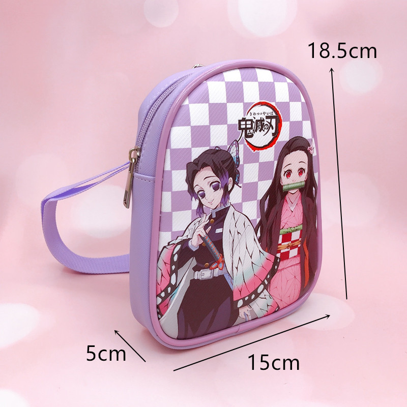 New Anime Kimetsu No Yaiba Crossbody Chest Bag Pu Children's Sport Bag Shoulder Bag Cell Phone Storage Bag 222#