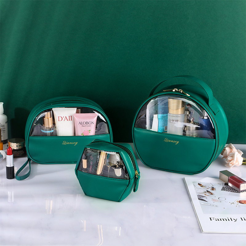 New Portable Large Capacity Travel Toiletry Bag Cosmetic Bag Cosmetics Toner and Lotion Storage Bag Transparent Three-Piece Set