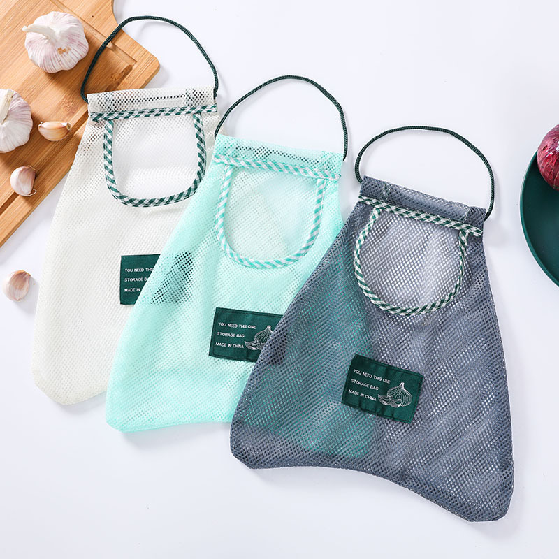 kitchen fruit and vegetable storage mesh bag household storage bag portable hollowedout ginger and garlic hanging bag
