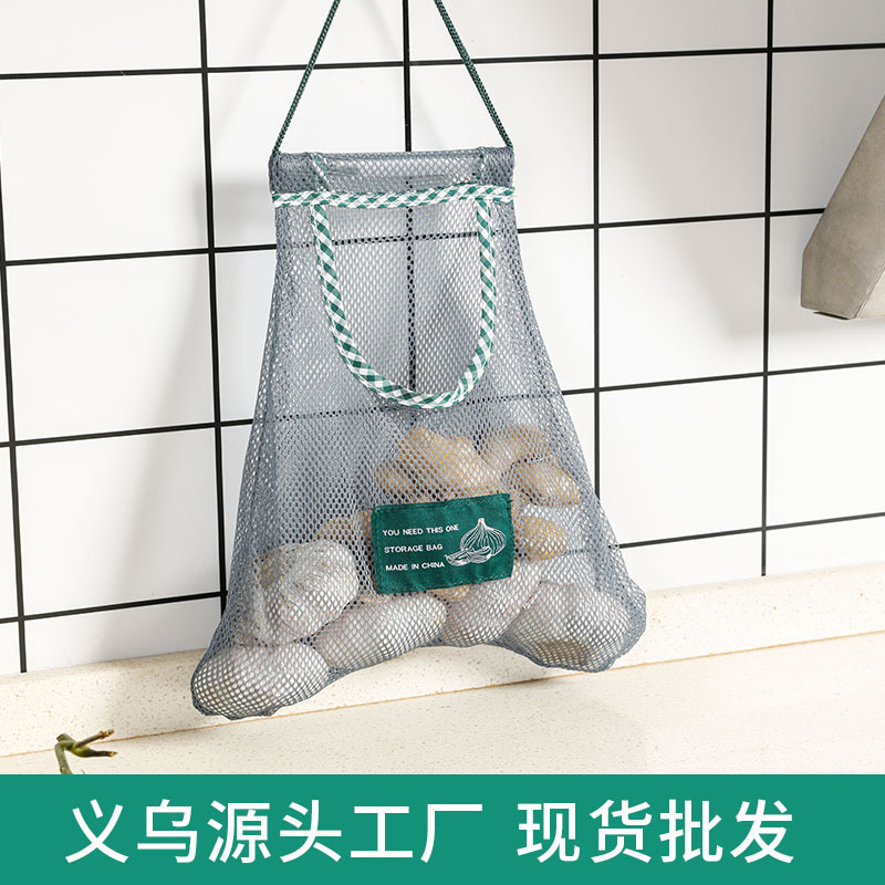 kitchen fruit and vegetable storage mesh bag household storage bag portable hollowedout ginger and garlic hanging bag