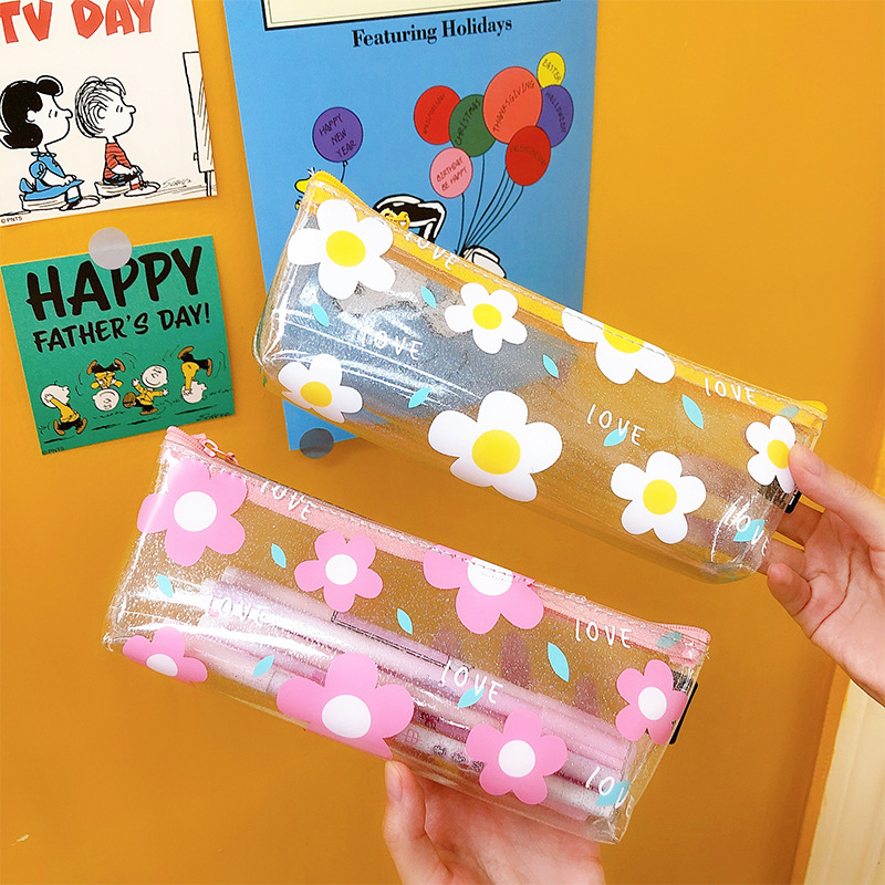 Creative Simple Transparent Pencil Case Student Japanese Cosmetics Storage Bag Girl Cute Pencil Storage Case Stationery Case