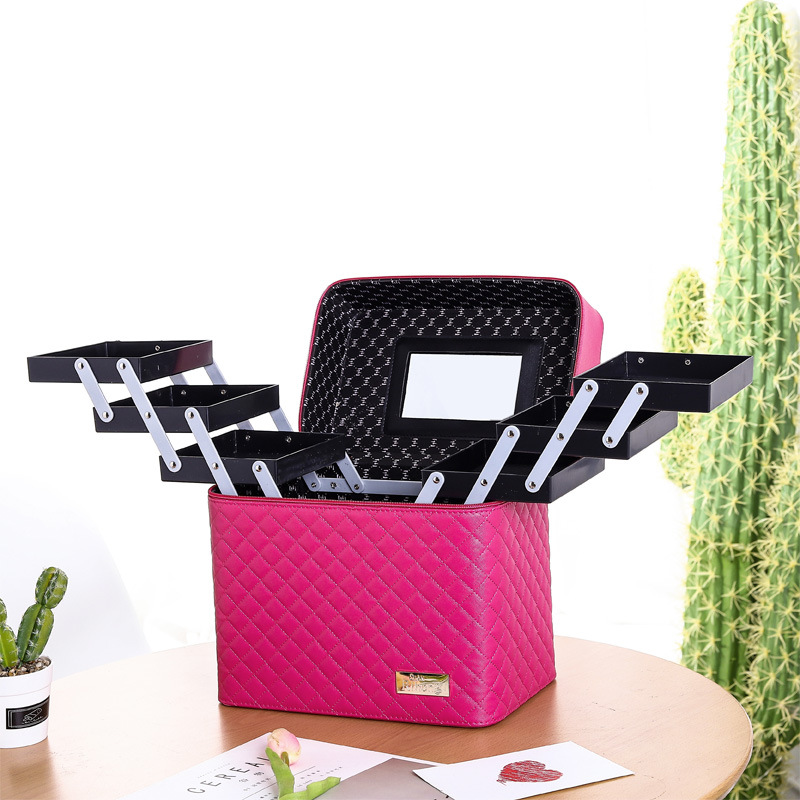 New Four-Open Cosmetic Case Portable Cosmetics Storage Bag Large Capacity Storage Box Small Bee Portable Cosmetic Case