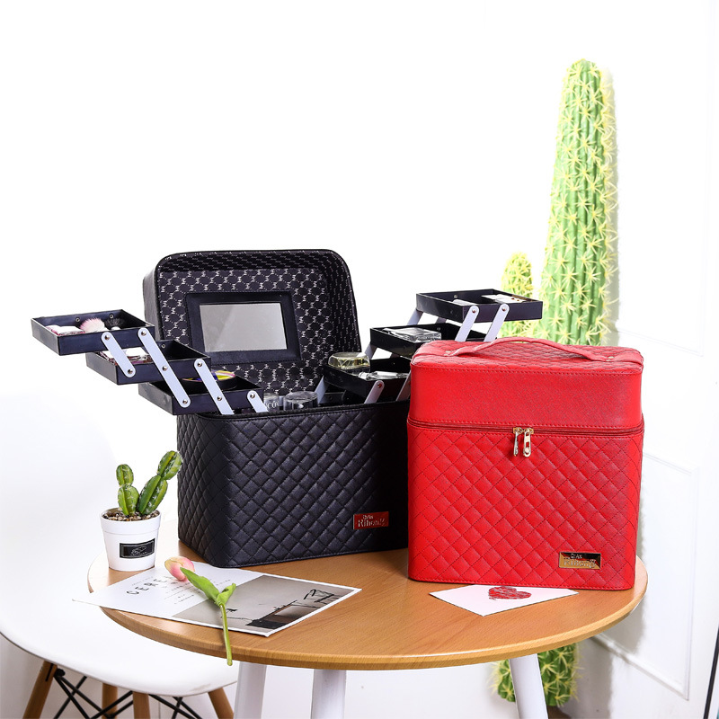 New Four-Open Cosmetic Case Portable Cosmetics Storage Bag Large Capacity Storage Box Small Bee Portable Cosmetic Case