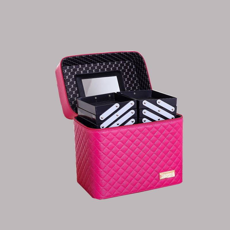 New Four-Open Cosmetic Case Portable Cosmetics Storage Bag Large Capacity Storage Box Small Bee Portable Cosmetic Case