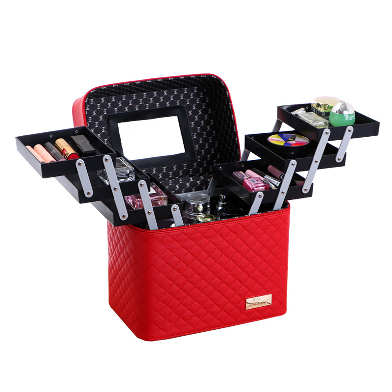 New Four-Open Cosmetic Case Portable Cosmetics Storage Bag Large Capacity Storage Box Small Bee Portable Cosmetic Case