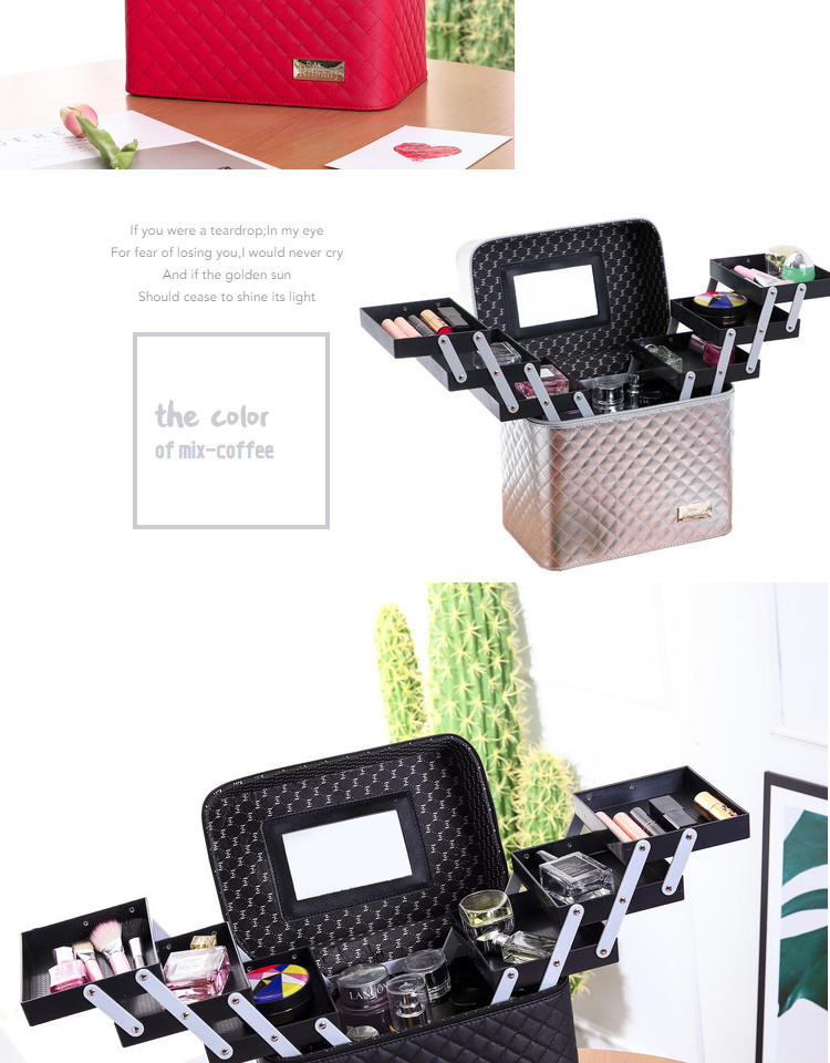 New Four-Open Cosmetic Case Portable Cosmetics Storage Bag Large Capacity Storage Box Small Bee Portable Cosmetic Case New Four-Open Cosmetic Case Portable Cosmetics Storage Bag Large Capacity Storage Box Small Bee Portable Cosmetic Case
