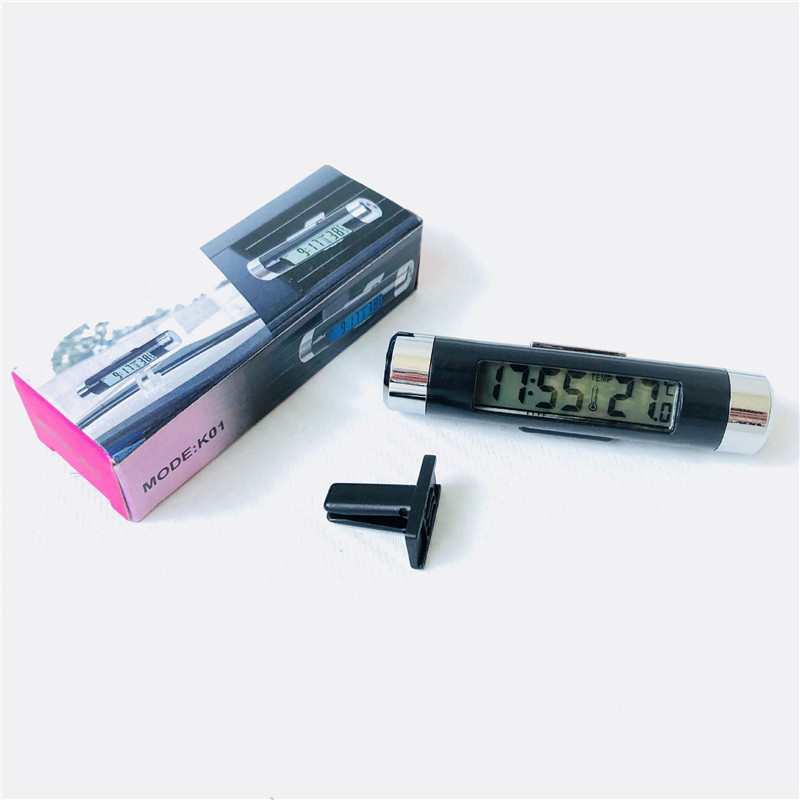On-board air outlet thermometer electronic clock time LED digital display temperature and back luminous