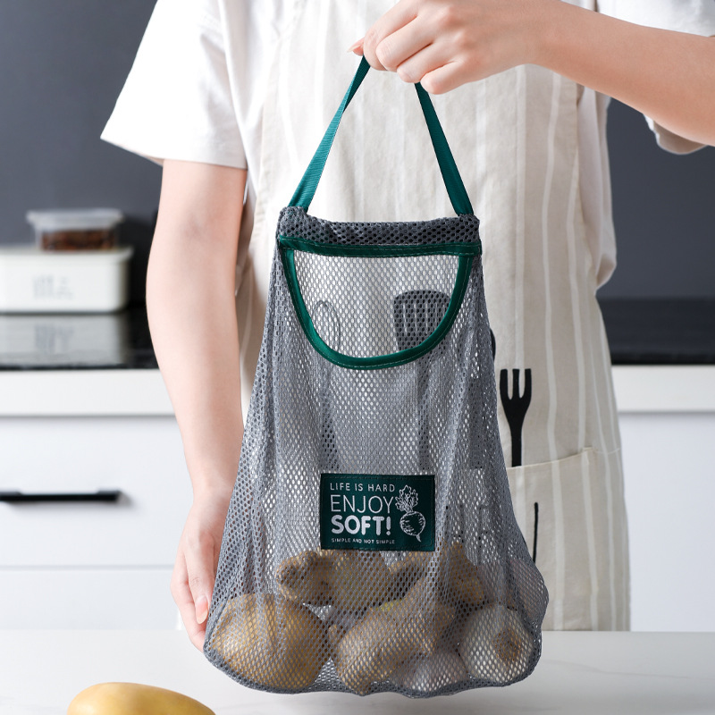 and vegetable sundries mesh bag creative hanging storage bag portable hollowout breathable ginger and garlic hanging bag