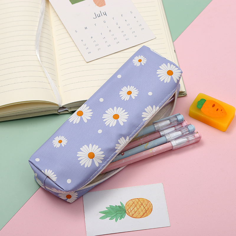 Little Daisy Pencil Case Fresh Primary and Secondary School Student Prize Stationery Storage Bag Simple Zipper Girl Pencil Stationery Pencil Case