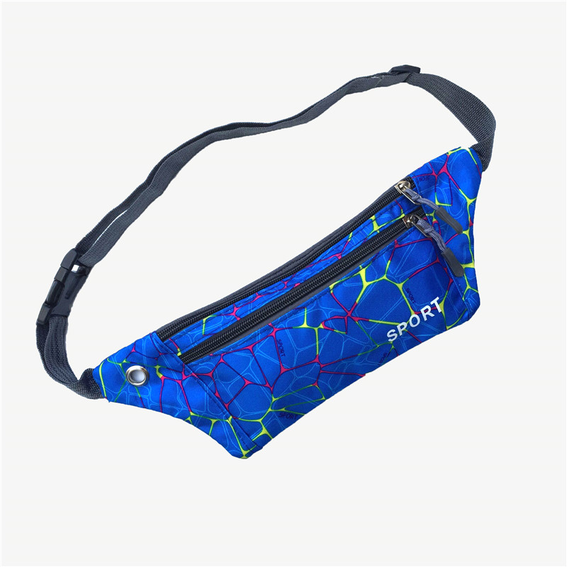 Stylish printed Fanny pack travel bag sports belt outdoor hiking camping equipment running mobile phone key storage bag