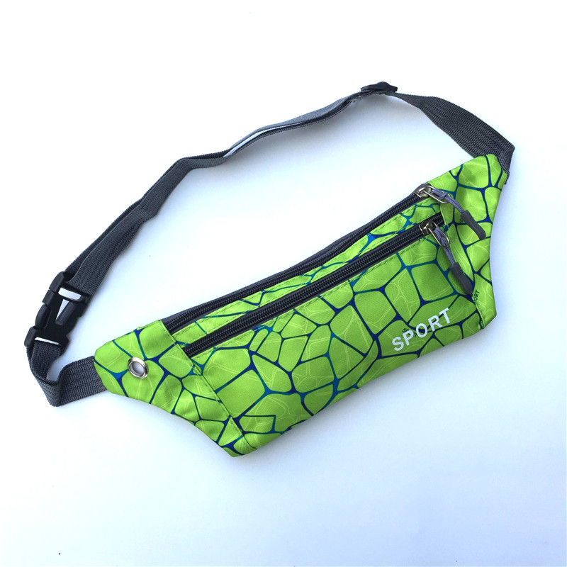 Stylish printed Fanny pack travel bag sports belt outdoor hiking camping equipment running mobile phone key storage bag